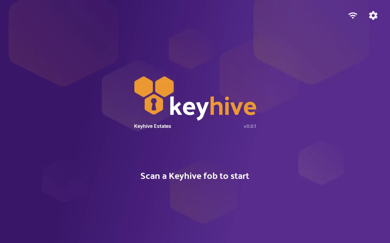 The Hive home screen reading "Scan a Keyhive fob to start"